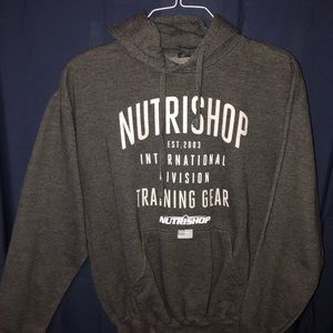 Gray Nutrishop workout hoodie